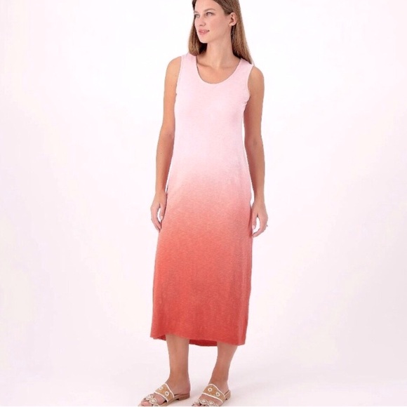Canyon Retreat dress sleeveless dip dye hombre effect cotton/linen scoop neck - Picture 1 of 8